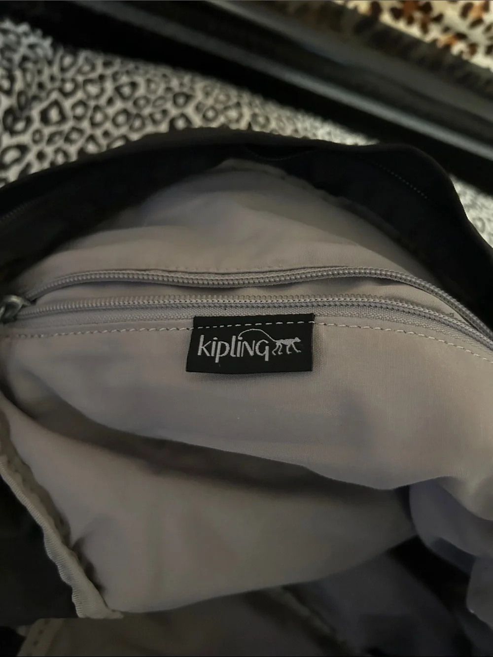 Kipling Black Nylon Mini Backpack with Monkey Charm